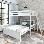 L-Shaped Full over Queen Solid Wood Bunk Bed with Ladder on End