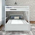 L-Shaped Full over Queen Solid Wood Bunk Bed with Ladder on End
