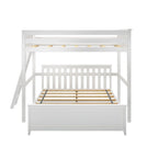 L-Shaped Full over Queen Solid Wood Bunk Bed with Ladder on End