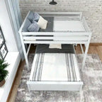 L-Shaped Full over Queen Solid Wood Bunk Bed with Ladder on End