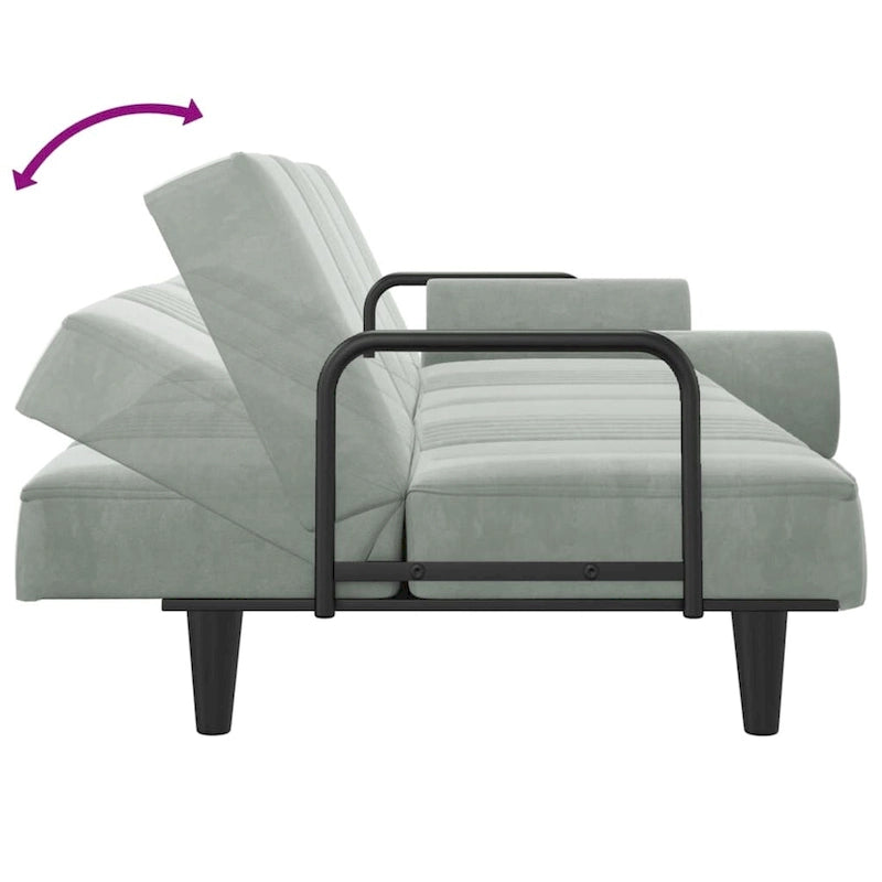 Velvet Sofa Bed with Armrests Couch Recliner Loveseat Folding Daybed - 80.7 x 35 x 27.6