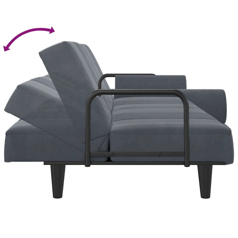 Velvet Sofa Bed with Armrests Couch Recliner Loveseat Folding Daybed - 80.7 x 35 x 27.6