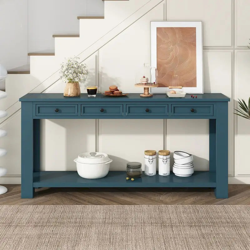 Console Table/Sofa Table with Storage Drawers and Bottom Shelf for Entryway Hallway