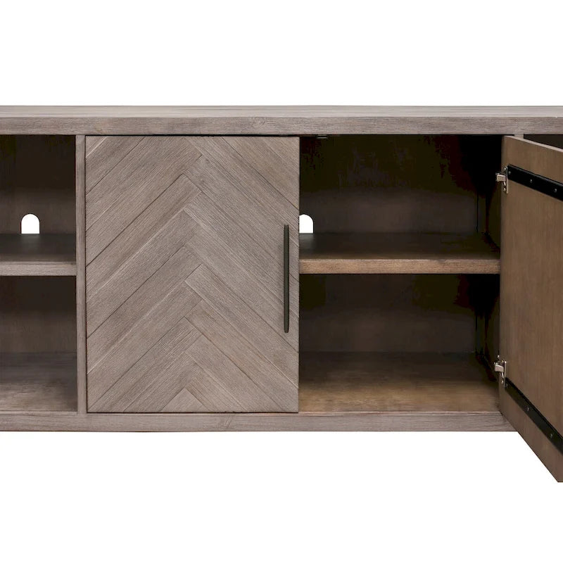 80 Two Door TV Console, Entertainment Stand, Wood Accent Cabinet, Fully Assembled, Gray - 80W x 32H x 16D