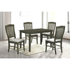 Transitional 5 Piece Upholstered Wood Dining Room Table Set