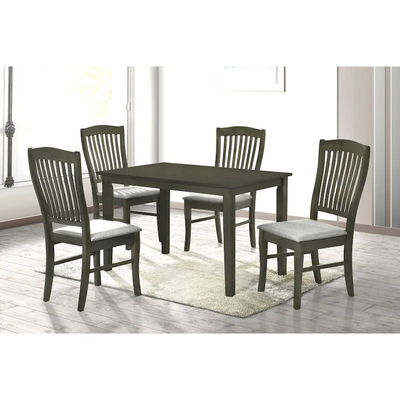 Transitional 5 Piece Upholstered Wood Dining Room Table Set