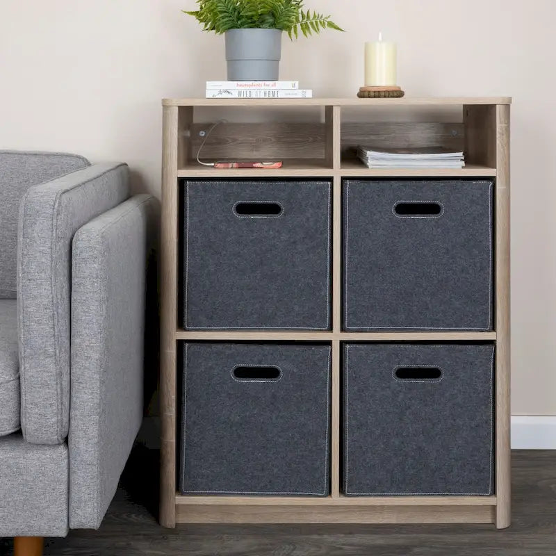 Console Table Shelf with 4 Square Cube Storage Compartments