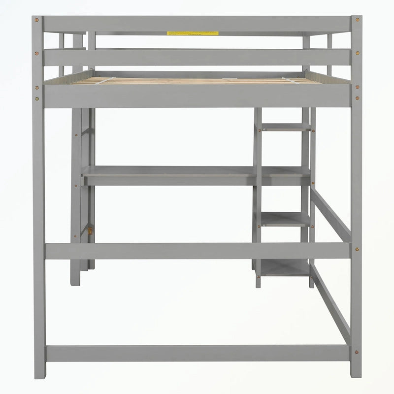Full Loft Bed with Desk and Shelves