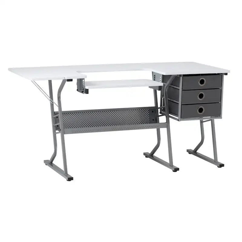 Studio Designs Eclipse Ultra Grey and White Wood Top Sewing Table