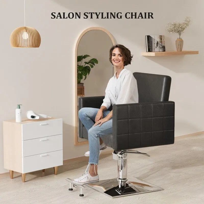 OmySalon PVC leather stainless steel foot operated for Salon Styling Chair, Hair Cutting Hairdressing Beauty Equipment - N/A