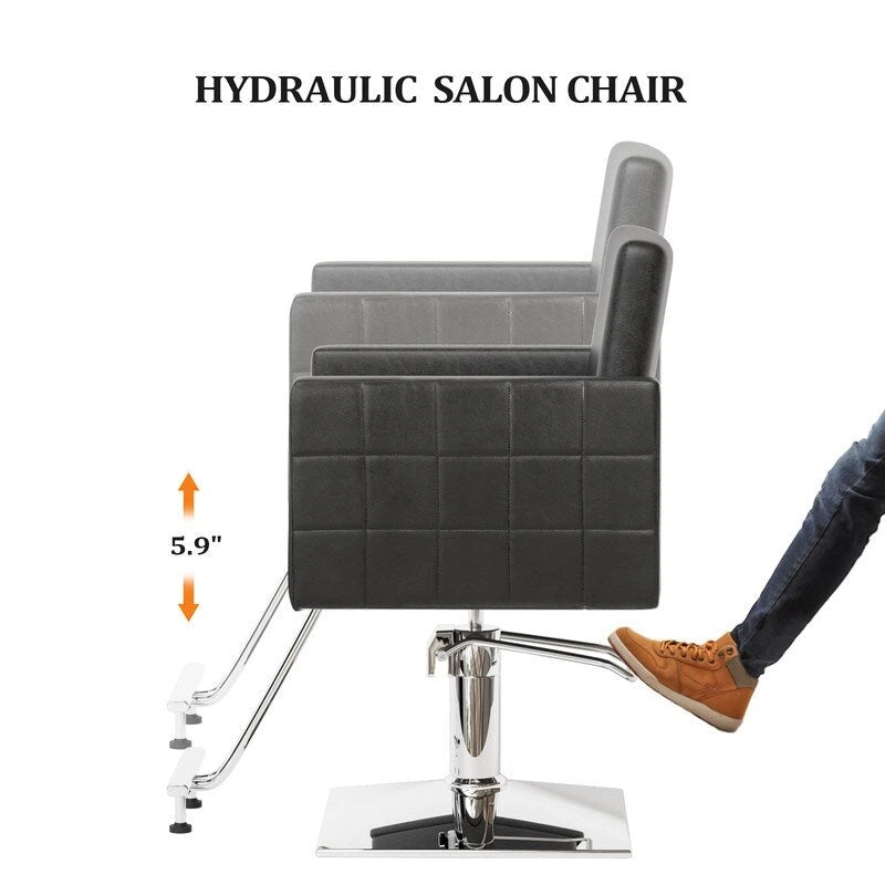 OmySalon PVC leather stainless steel foot operated for Salon Styling Chair, Hair Cutting Hairdressing Beauty Equipment - N/A