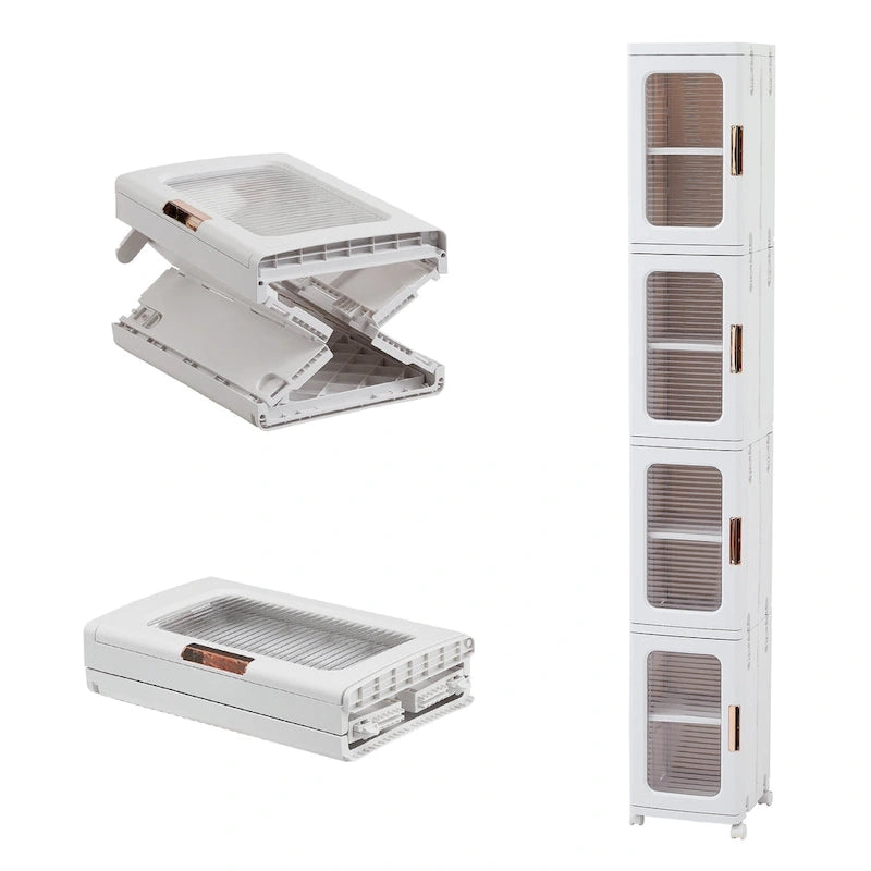 Javlergo 65 Narrow Tall Storage Bin, 4 Tier Foldable Kitchen Storage Cabinet Organizer,Freestanding Kitchen Pantry