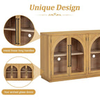 60 Farmhouse 4-Door Large Storage Vintage Sideboard with Metal Handles and Adjustable Shelves