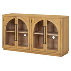 60 Farmhouse 4-Door Large Storage Vintage Sideboard with Metal Handles and Adjustable Shelves