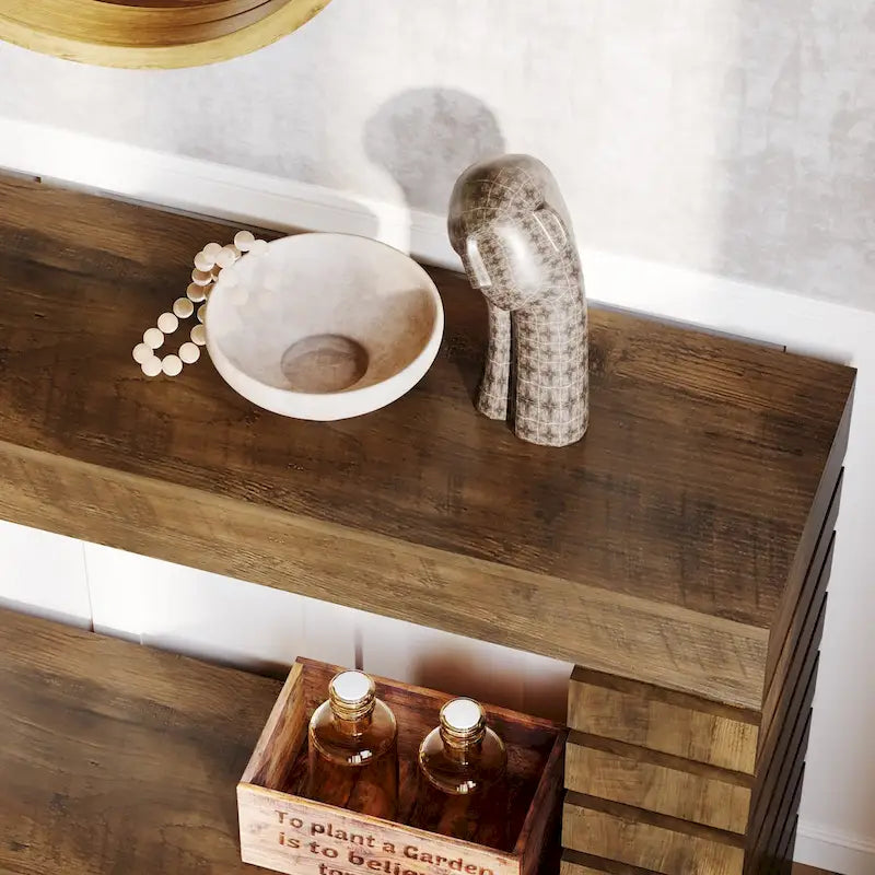 Vintage Long Console Table, Wood Entryway Table with Storage for Living Room