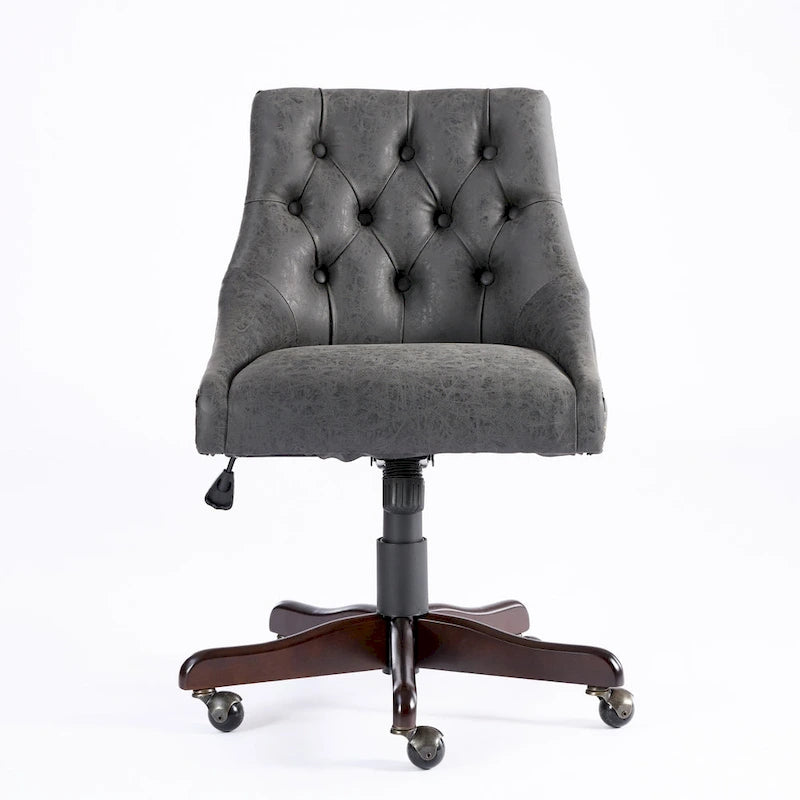 Medieval Retro Style Sheepskin Pattern Fabric Home Office Chair with Lift,Swivel and Recline Functions